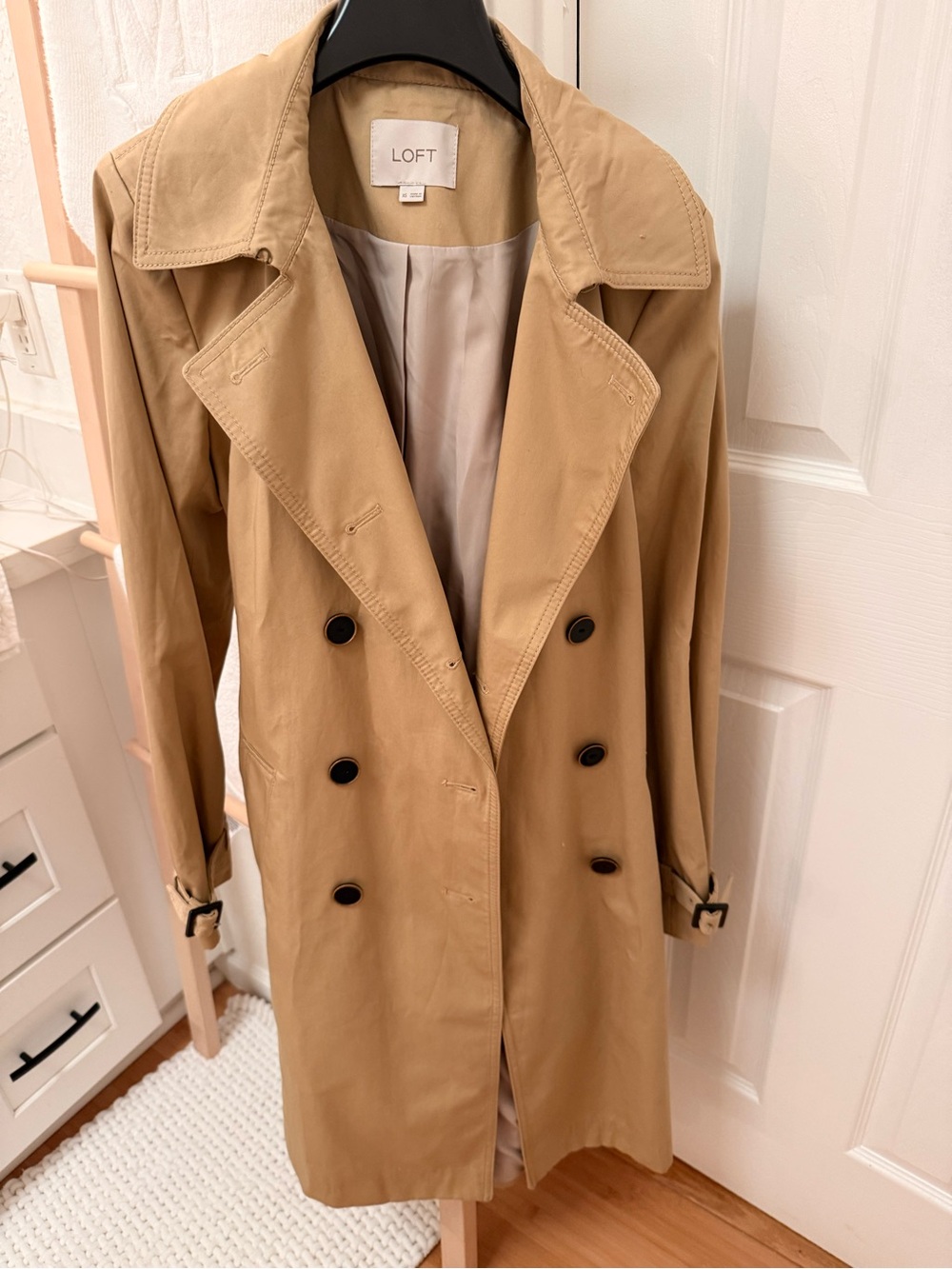 LOFT Tan Double-Breasted Trench Coat